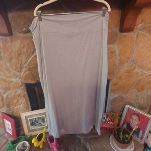 Long gray skirt with fold down waist